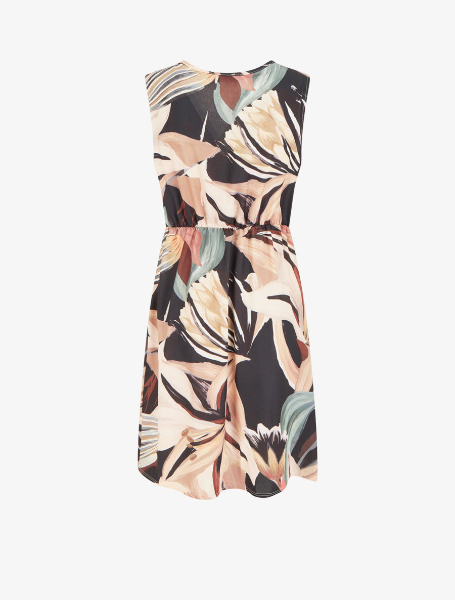 Robe style portefeuille sans manches imprimé fleurs de lys - Noir - 2