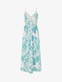 Robe fleurie à empiècement broderie - Turquoise - 1
