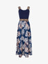 Robe imprimé feuillage à bretelles stylisées - Marine - 1