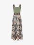 Robe imprimé feuillage à bretelles stylisées - Kaki - 1