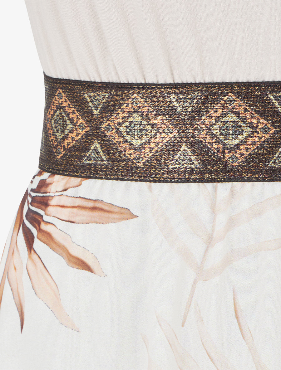 Robe imprimé feuillage à bretelles stylisées - Beige - 3