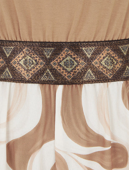 Combinaison imprimé abstrait à bretelles irisées - Camel - 3