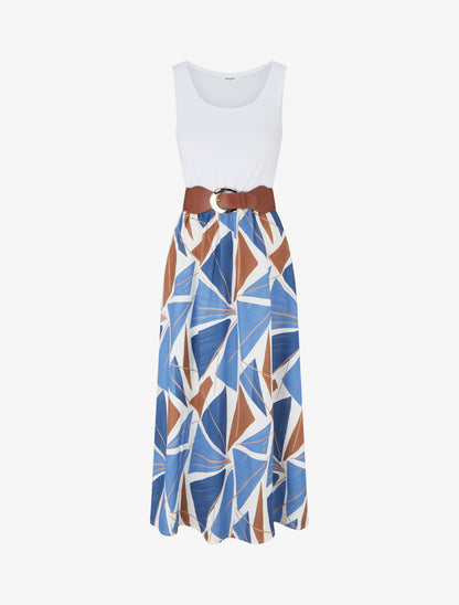 Robe longue sans manches imprimé graphique - Bleu clair - 1