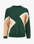 Pull imprimé géométrique et col rond - Vert sapin - 1
