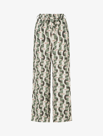 Pantalon élastiqué à imprimé graphique - Kaki - 1