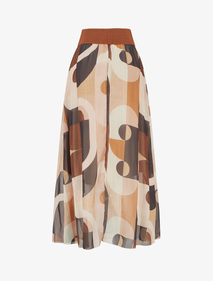 Jupe longue imprimé abstrait - Noir - 2