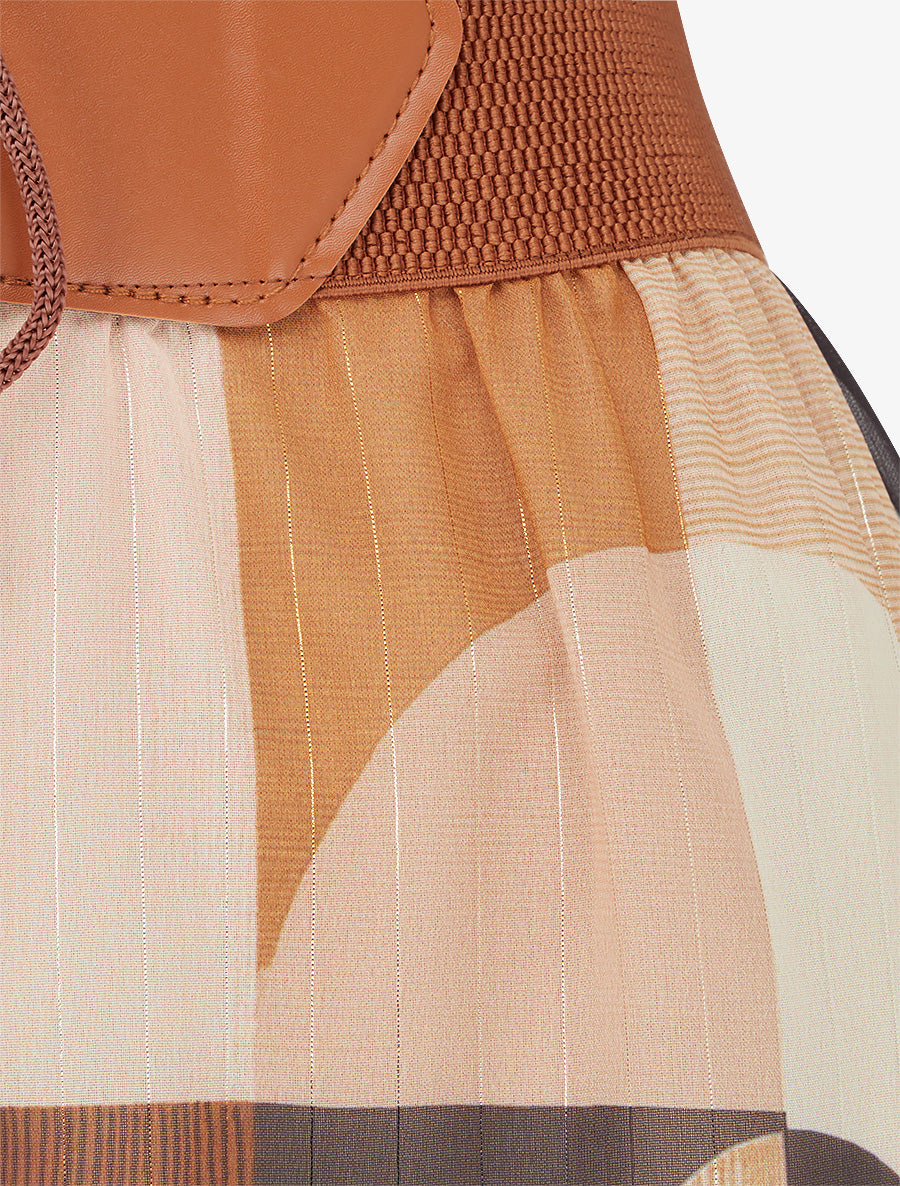 Jupe longue imprimé abstrait - Noir - 3