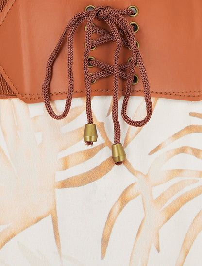 Jupe longue imprimé feuillage - Beige - 3