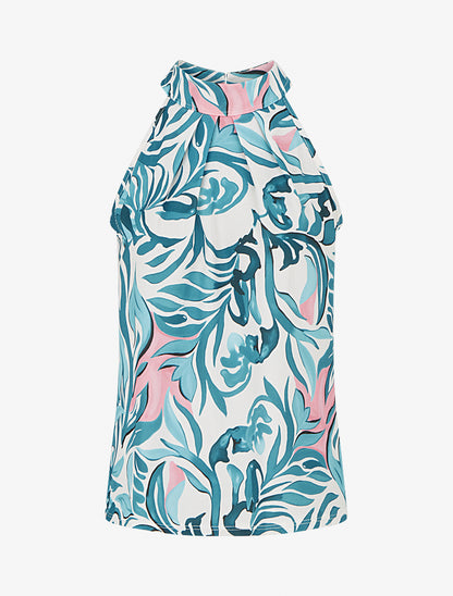 Top sans manches imprimé fantaisie - Vert d&