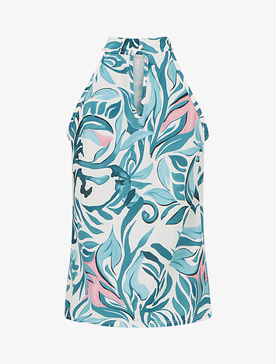 Top sans manches imprimé fantaisie - Vert d&