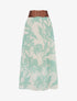 Jupe longue imprimé floral à rayures irisées - Vert d&