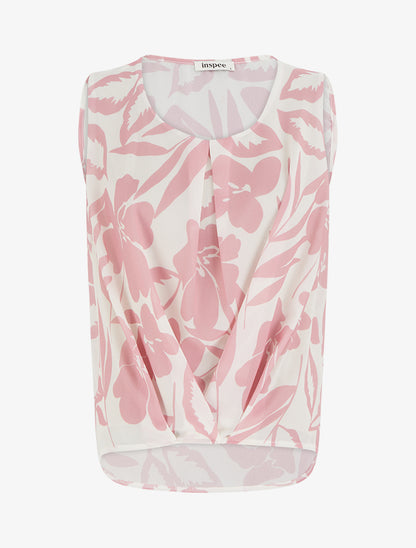 Top en voile imprimé floral - Rose - 1