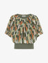 Top imprimé fantaisie à manches courtes - Kaki - 1