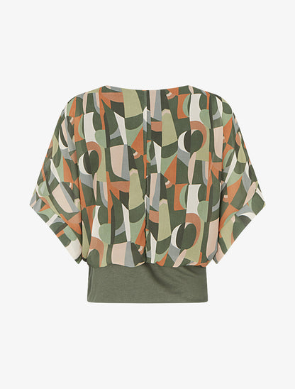 Top imprimé fantaisie à manches courtes - Kaki - 2