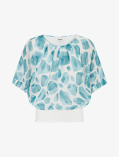 Top imprimé girafe à rayures irisées - Turquoise - 1