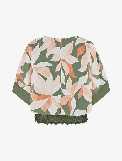 Top imprimé à manches courtes chauves-souris - Kaki - 2