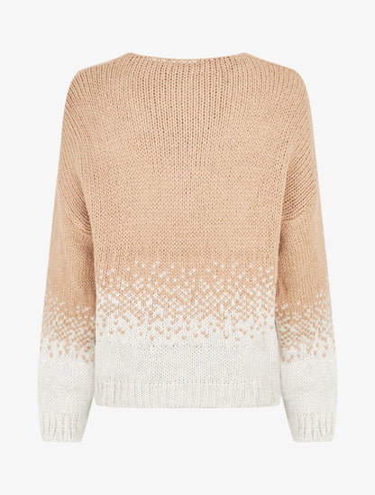 Pull en maille bicolore - Beige - 2