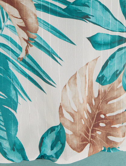 Top boule manches courtes imprimé tropical - Turquoise - 3