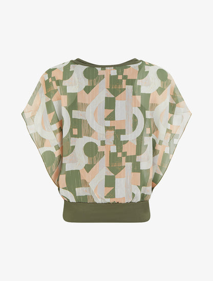 Top boule manches courtes imprimé graphique - Kaki - 2