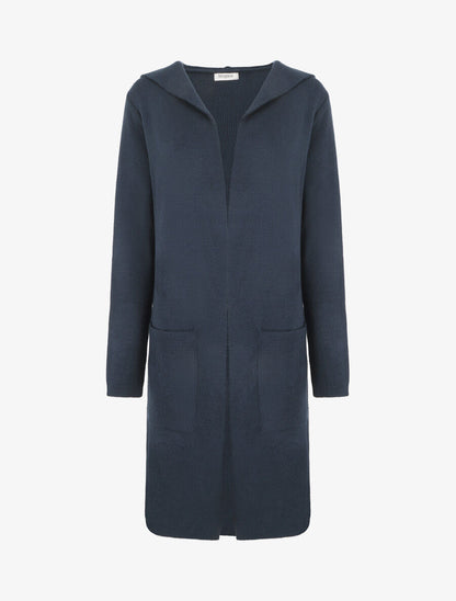 Gilet ouvert uni à poches plaquées - Marine - 1