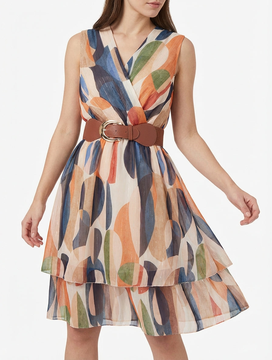 Mouwloze skaterjurk met fantasieprint - Marine