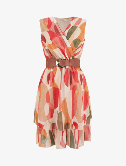 Robe patineuse sans manches imprimé fantaisie - Rouge - 1