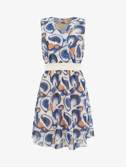 Robe patineuse sans manches imprimé graphique - Marine - 1