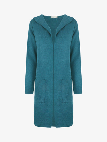 Gilet ouvert uni à poches plaquées - Bleu pétrole - 4