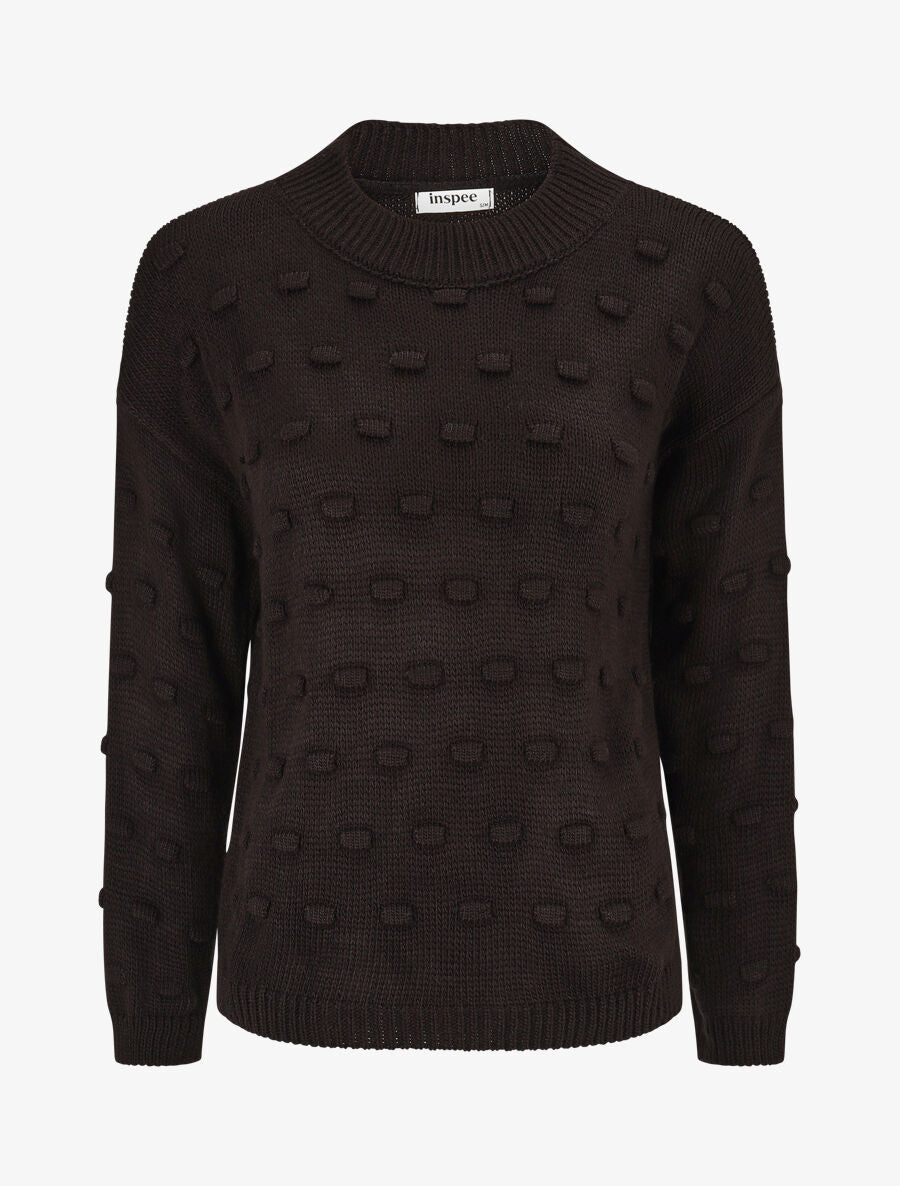 Pull en maille à rectangles en relief - Noir - 1