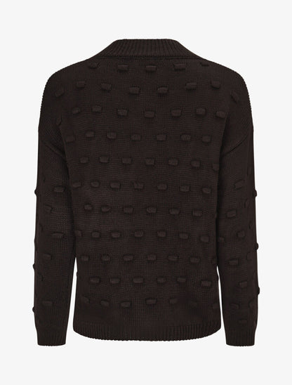 Pull en maille à rectangles en relief - Noir - 2