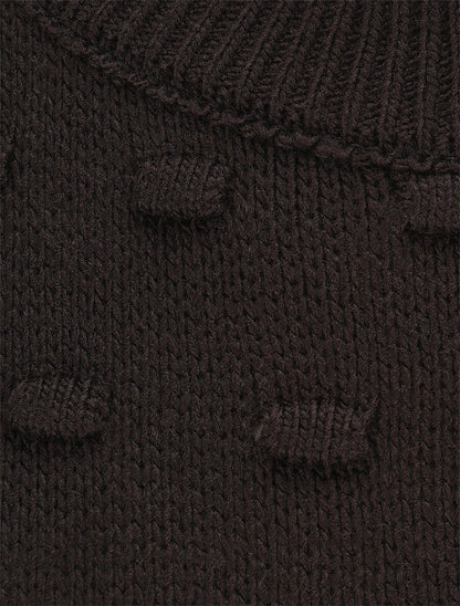 Pull en maille à rectangles en relief - Noir - 3