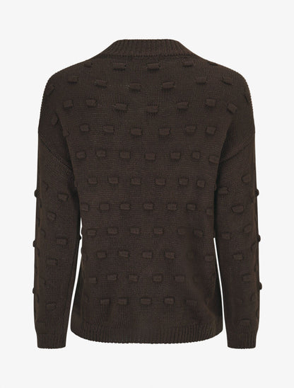 Pull en maille à rectangles en relief - Chocolat - 2