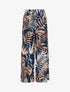 Pantalon imprimé feuillage à taille élastiquée - Marine - 1