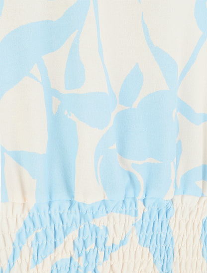 Top coupe boule imprimé floral - Bleu ciel - 3