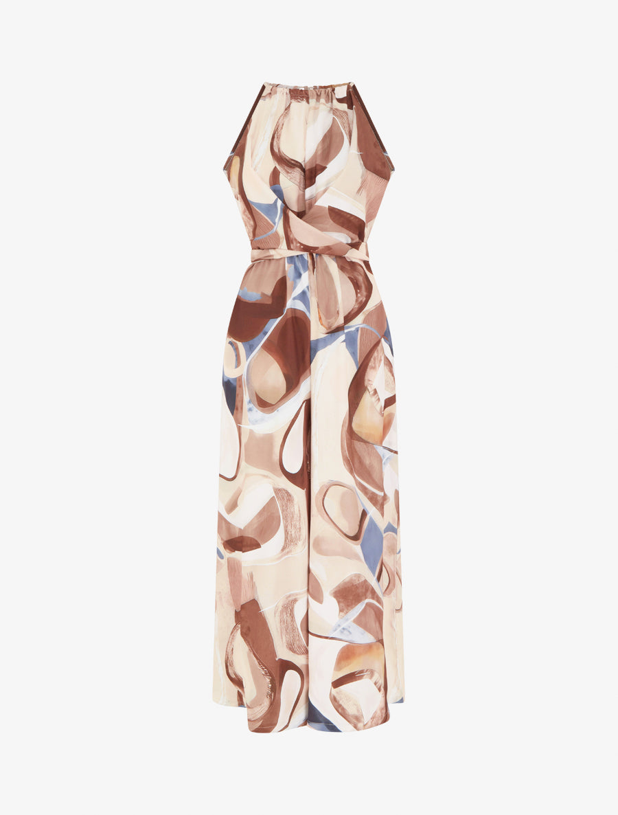 Combinaison sans manches à imprimé abstrait - Beige - 1