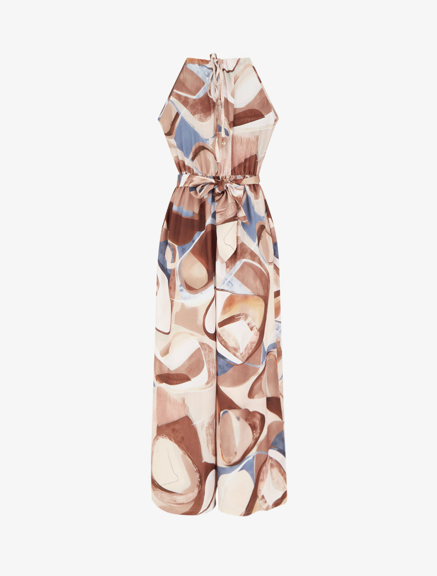 Combinaison sans manches à imprimé abstrait - Beige - 2