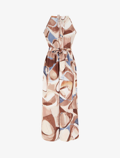 Combinaison sans manches à imprimé abstrait - Beige - 2