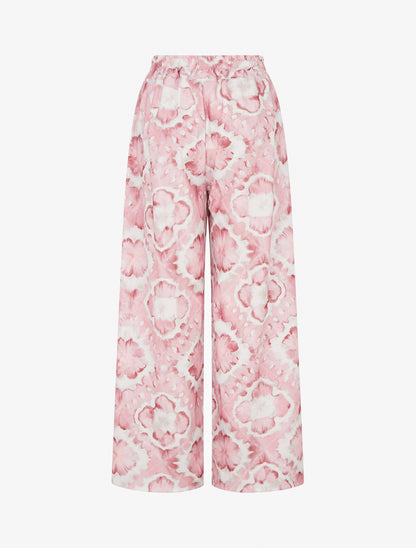 Pantalon élastiquée imprimé abstrait - Rose - 2