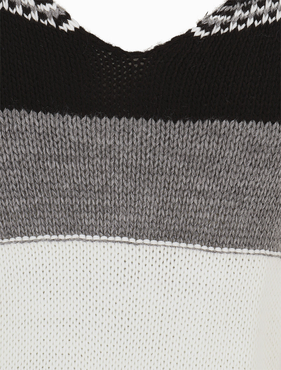 Pull en maille à rayures stylisées - Noir - 3