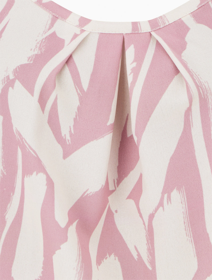 Caraco imprimé graphique à bretelles bijoux - Rose - 3