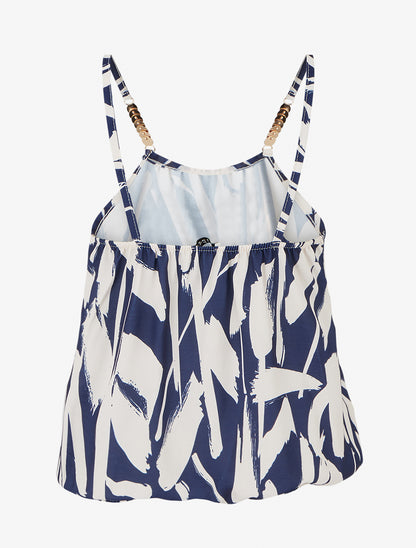 Caraco imprimé graphique à bretelles bijoux - Marine - 2