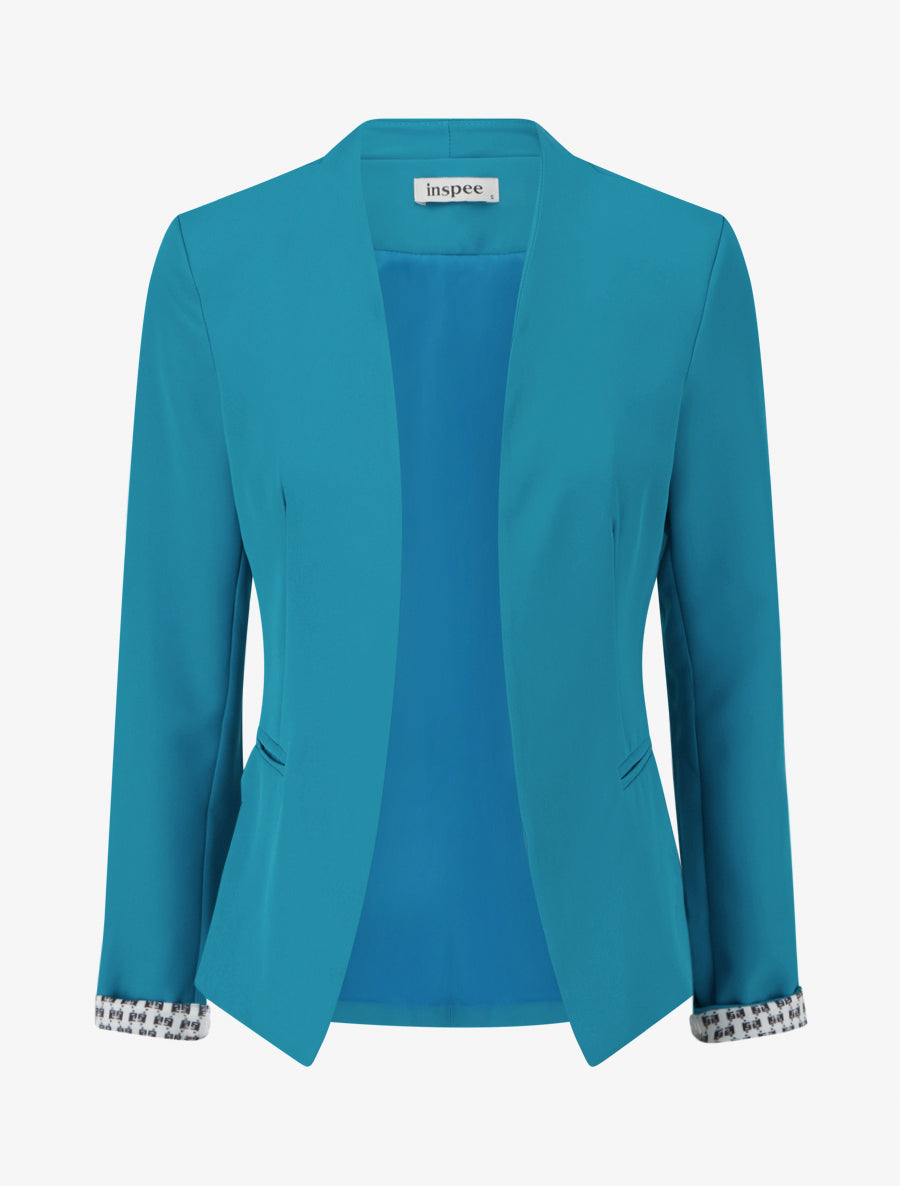 Veste droite à épaulettes - Turquoise - 1