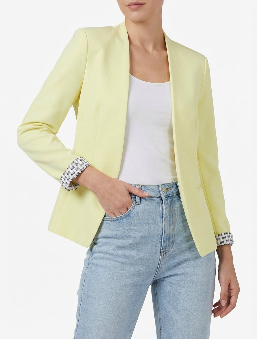 Veste droite à épaulettes - Jaune pastel