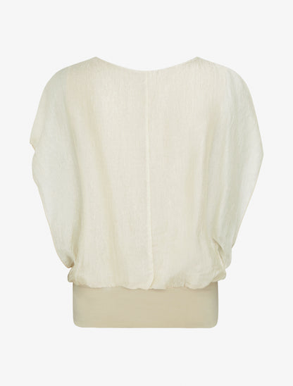 Top boule en tissu texturé - Beige - 2