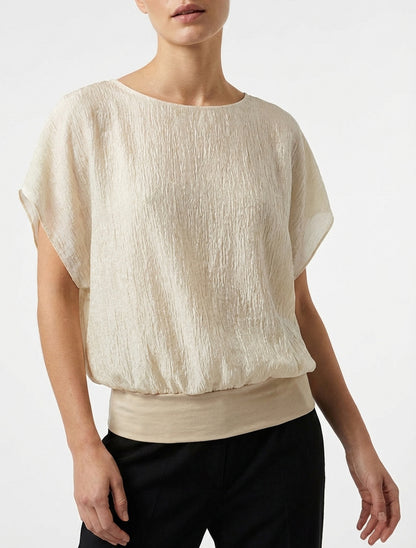 Top boule en tissu texturé - Beige
