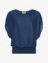 Top boule en tissu texturé - Bleu foncé - 1