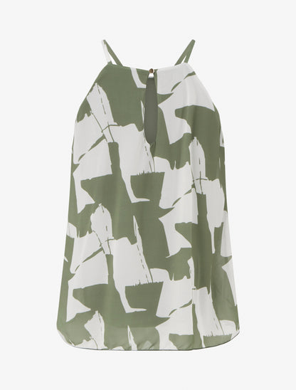 Top fluide imprimé abstrait - Kaki - 2