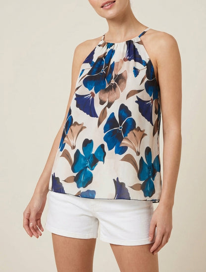 Top fluide imprimé floral - Marine