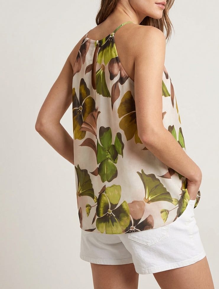 Top fluide imprimé floral - Vert