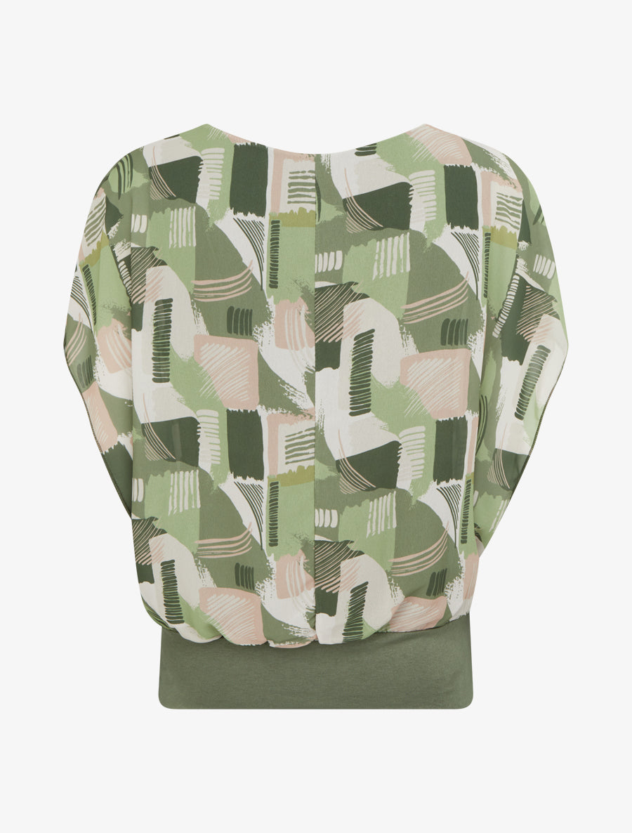 Top boule manches courtes imprimé graphique - Kaki - 2